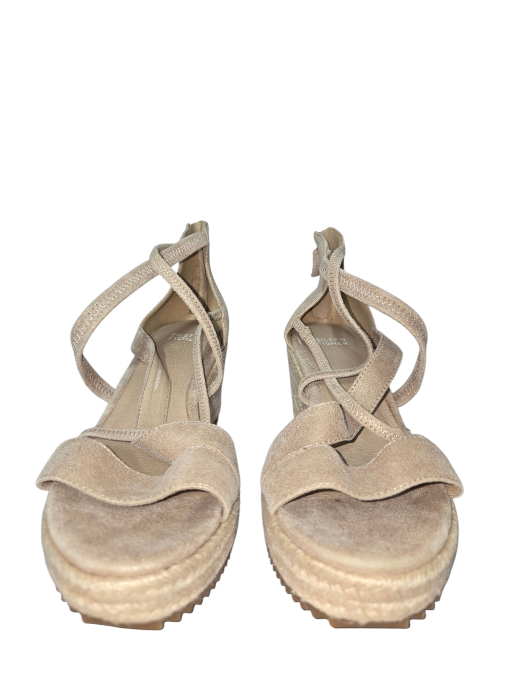 Eileen Fisher Wanda Metallic Suede Espadrille Wedge Sandals - Picture 3 of 15